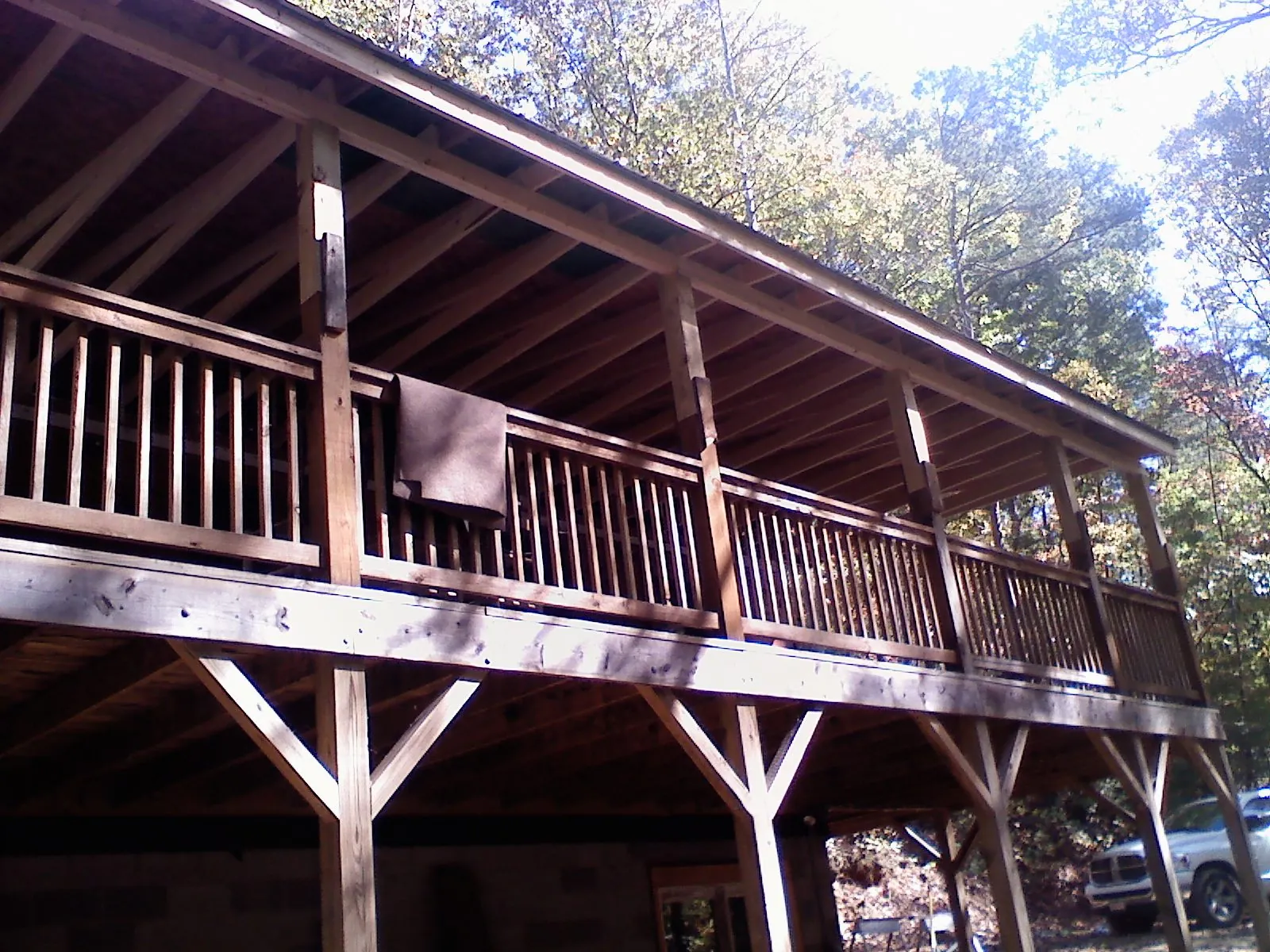 Timber framing under a new elevated porch and deck — Roof Leak Repair in Harwick by Roofing Brothers